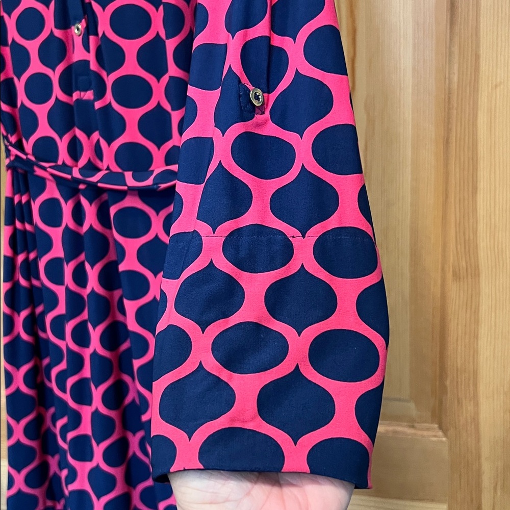 Diane Von Furstenberg Pink and Navy Circle Dress - Picture 5 of 11